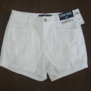 Hollister White Ripped Shorts